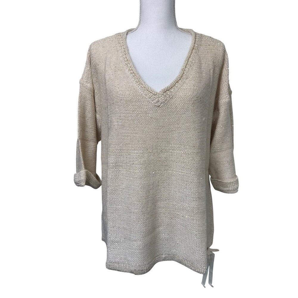 Womens XL Top NWT DKNY Jeans Sequin V-Neck Sweater Soft Light Comfortable